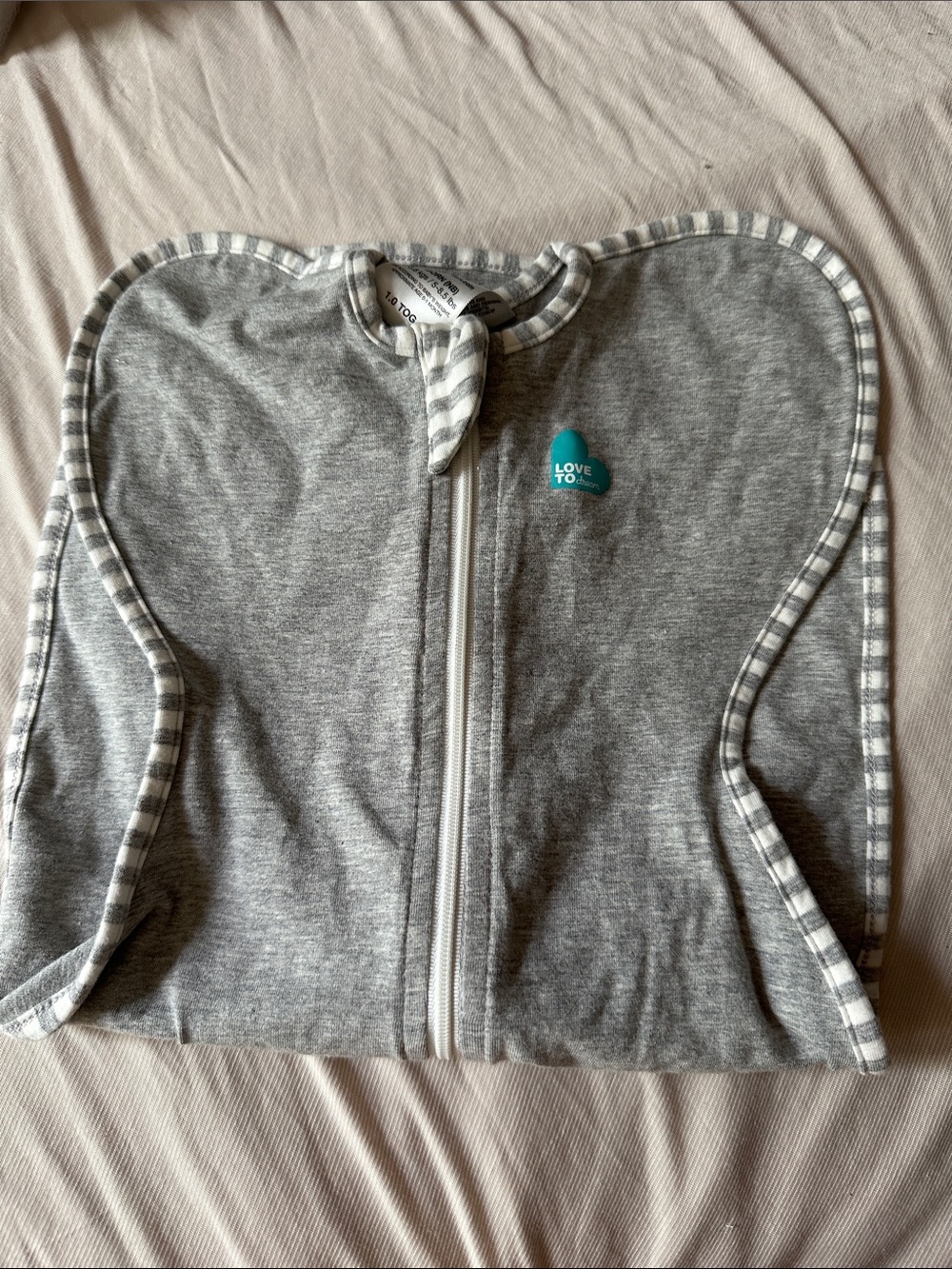 Love to dream Grey Baby Swaddle with Striped Trim